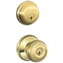 Schlage Georgian Single Cylinder Keyed Entry Door Knob Set and Deadbolt Combo Lifetime Polished Brass