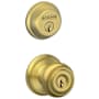 Schlage Georgian Single Cylinder Keyed Entry Door Knob Set and Deadbolt Combo Satin Brass
