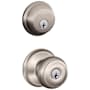 Schlage Georgian Single Cylinder Keyed Entry Door Knob Set and Deadbolt Combo Satin Nickel