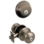 Schlage Georgian Single Cylinder Keyed Entry Door Knob Set and Deadbolt Combo Antique Pewter