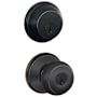 Schlage Georgian Single Cylinder Keyed Entry Door Knob Set and Deadbolt Combo Aged Bronze
