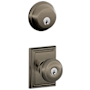 Schlage Georgian Single Cylinder Keyed Entry Door Knob Set and Deadbolt Combo with Addison Rose Antique Pewter