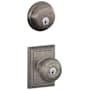 Schlage Georgian Single Cylinder Keyed Entry Door Knob Set and Deadbolt Combo with Addison Rose Distressed Nickel