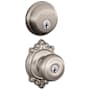 Schlage Georgian Single Cylinder Keyed Entry Door Knob Set and Deadbolt Combo with Brookshire Rose Satin Nickel