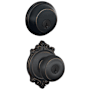 Schlage Georgian Single Cylinder Keyed Entry Door Knob Set and Deadbolt Combo with Brookshire Rose Aged Bronze