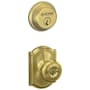 Schlage Georgian Single Cylinder Keyed Entry Door Knob Set and Deadbolt Combo with Camelot Rose Satin Brass