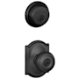 Schlage Georgian Single Cylinder Keyed Entry Door Knob Set and Deadbolt Combo with Camelot Rose Matte Black