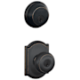 Schlage Georgian Single Cylinder Keyed Entry Door Knob Set and Deadbolt Combo with Camelot Rose Aged Bronze