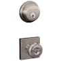 Schlage Georgian Single Cylinder Keyed Entry Door Knob Set and Deadbolt Combo with Collins Rose Satin Nickel