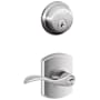 Schlage Accent Single Cylinder Keyed Entry Door Lever Set and Greenwich Deadbolt Combo with Greenwich Rose Polished Chrome