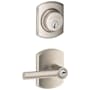 Schlage Broadway Single Cylinder Keyed Entry Door Lever Set and Greenwich Deadbolt Combo with Greenwich Rose Satin Nickel