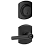 Schlage Broadway Single Cylinder Keyed Entry Door Lever Set and Greenwich Deadbolt Combo with Greenwich Rose Matte Black