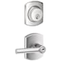 Schlage Broadway Single Cylinder Keyed Entry Door Lever Set and Greenwich Deadbolt Combo with Greenwich Rose Polished Chrome