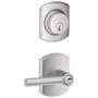 Schlage Broadway Single Cylinder Keyed Entry Door Lever Set and Greenwich Deadbolt Combo with Greenwich Rose Satin Chrome