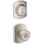 Schlage Bowery Single Cylinder Keyed Entry Door Knob Set and Greenwich Deadbolt Combo with Greenwich Rose Satin Nickel
