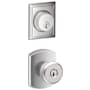 Schlage Bowery Single Cylinder Keyed Entry Door Knob Set and Greenwich Deadbolt Combo with Greenwich Rose Bright Chrome