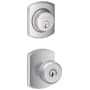 Schlage Bowery Single Cylinder Keyed Entry Door Knob Set and Greenwich Deadbolt Combo with Greenwich Rose Satin Chrome