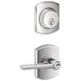 Schlage Latitude Single Cylinder Keyed Entry Door Lever Set and Greenwich Deadbolt Combo with Greenwich Rose Polished Chrome
