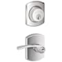 Schlage Merano Single Cylinder Keyed Entry Door Lever Set and Greenwich Deadbolt Combo with Greenwich Rose Polished Chrome