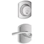 Schlage Merano Single Cylinder Keyed Entry Door Lever Set and Greenwich Deadbolt Combo with Greenwich Rose Satin Chrome