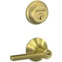 Schlage Latitude Single Cylinder Keyed Entry Door Lever Set and Deadbolt Combo Satin Brass