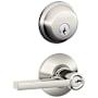 Schlage Latitude Single Cylinder Keyed Entry Door Lever Set and Deadbolt Combo Polished Nickel