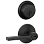 Schlage Latitude Single Cylinder Keyed Entry Door Lever Set and Deadbolt Combo Matte Black