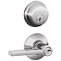 Schlage Latitude Single Cylinder Keyed Entry Door Lever Set and Deadbolt Combo Polished Chrome