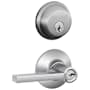 Schlage Latitude Single Cylinder Keyed Entry Door Lever Set and Deadbolt Combo Satin Chrome