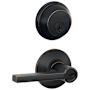 Schlage Latitude Single Cylinder Keyed Entry Door Lever Set and Deadbolt Combo Aged Bronze