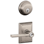Schlage Latitude Single Cylinder Keyed Entry Door Lever Set and Deadbolt Combo with Addison Rose Satin Nickel