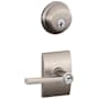Schlage Latitude Single Cylinder Keyed Entry Door Lever Set and Deadbolt Combo with Century Rose Satin Nickel