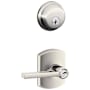 Schlage Latitude Single Cylinder Keyed Entry Door Lever Set and Deadbolt Combo with Greenwich Rose Polished Nickel