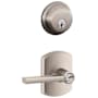 Schlage Latitude Single Cylinder Keyed Entry Door Lever Set and Deadbolt Combo with Greenwich Rose Satin Nickel