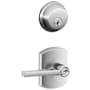 Schlage Latitude Single Cylinder Keyed Entry Door Lever Set and Deadbolt Combo with Greenwich Rose Bright Chrome