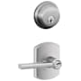 Schlage Latitude Single Cylinder Keyed Entry Door Lever Set and Deadbolt Combo with Greenwich Rose Satin Chrome