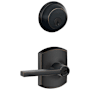 Schlage Latitude Single Cylinder Keyed Entry Door Lever Set and Deadbolt Combo with Greenwich Rose Aged Bronze