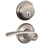 Schlage Merano Single Cylinder Keyed Entry Door Lever Set and Deadbolt Combo Satin Nickel