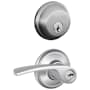 Schlage Merano Single Cylinder Keyed Entry Door Lever Set and Deadbolt Combo Satin Chrome