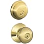 Schlage Orbit Single Cylinder Keyed Entry Door Knob Set and Deadbolt Combo Lifetime Polished Brass