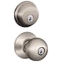 Schlage Orbit Single Cylinder Keyed Entry Door Knob Set and Deadbolt Combo Satin Nickel