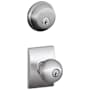 Schlage Orbit Single Cylinder Keyed Entry Door Knob Set and Deadbolt Combo with Century Rose Satin Chrome