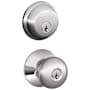 Schlage Plymouth Single Cylinder Keyed Entry Door Knob Set and Deadbolt Combo Bright Chrome