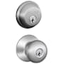 Schlage Plymouth Single Cylinder Keyed Entry Door Knob Set and Deadbolt Combo Satin Chrome