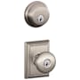 Schlage Plymouth Single Cylinder Keyed Entry Door Knob Set and Deadbolt Combo with Addison Rose Satin Nickel