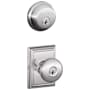 Schlage Plymouth Single Cylinder Keyed Entry Door Knob Set and Deadbolt Combo with Addison Rose Bright Chrome