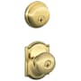 Schlage Plymouth Single Cylinder Keyed Entry Door Knob Set and Deadbolt Combo with Camelot Rose Lifetime Polished Brass