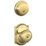 Schlage Plymouth Single Cylinder Keyed Entry Door Knob Set and Deadbolt Combo with Camelot Rose Polished Brass