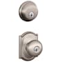 Schlage Plymouth Single Cylinder Keyed Entry Door Knob Set and Deadbolt Combo with Camelot Rose Satin Nickel