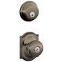 Schlage Plymouth Single Cylinder Keyed Entry Door Knob Set and Deadbolt Combo with Camelot Rose Antique Pewter